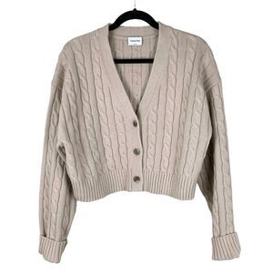 Aritzia Beige Cable Knit Cardigan